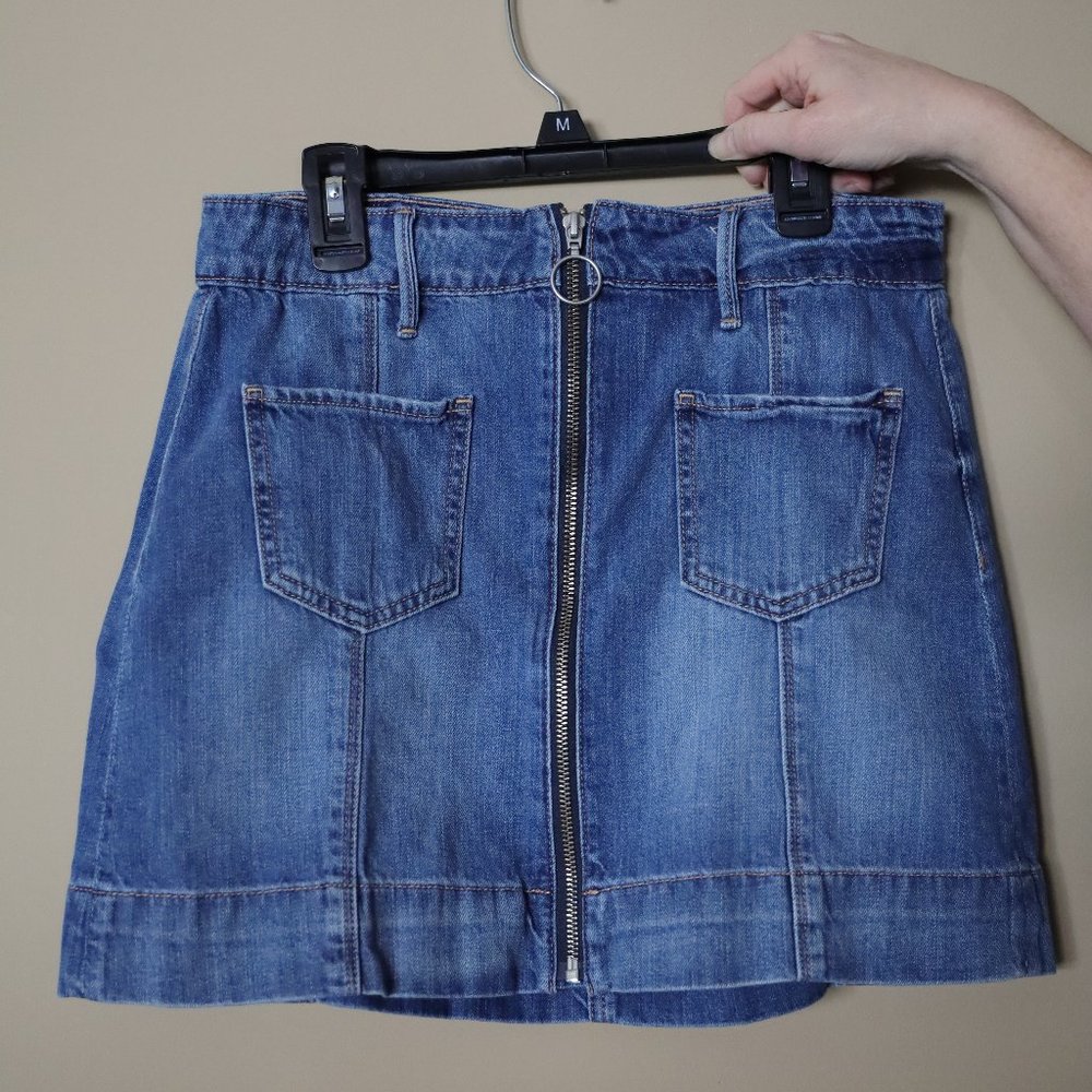 American Eagle Dark Denim Jean Skirt with Front Zipper
